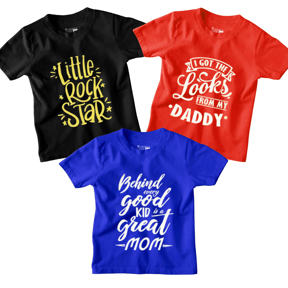 3 T-shirts Combo for Kids (Little Rock Star)