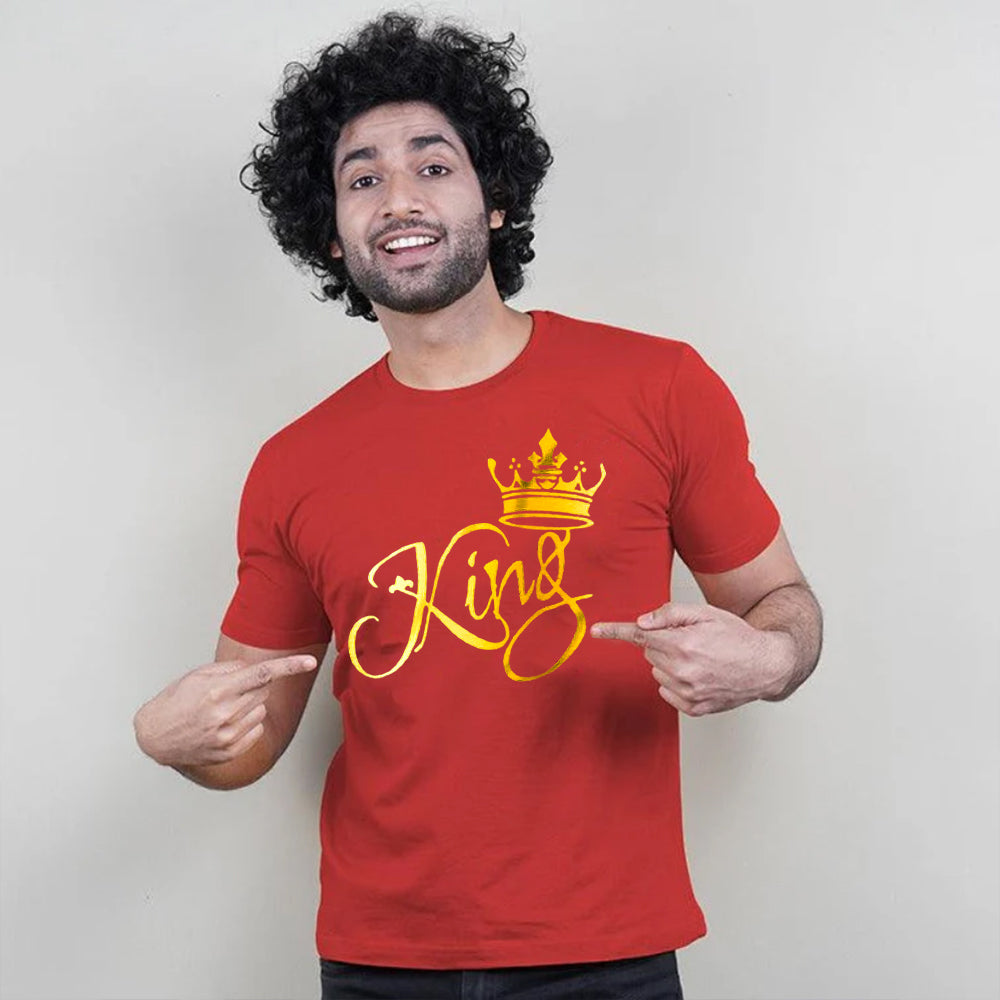 King Queen Princess Princess, Family T-Shirts Combo (Red/Gold)