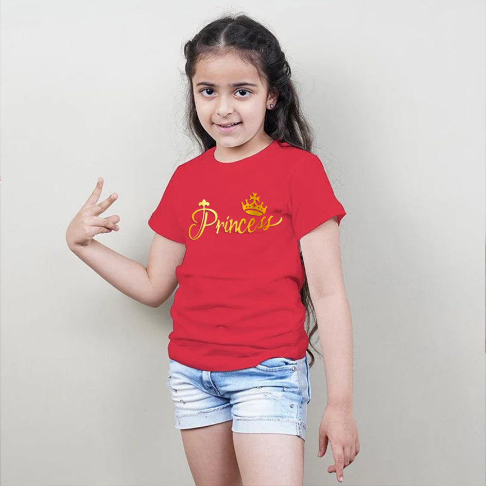 King Queen Princess Princess, Family T-Shirts Combo (Red/Gold)