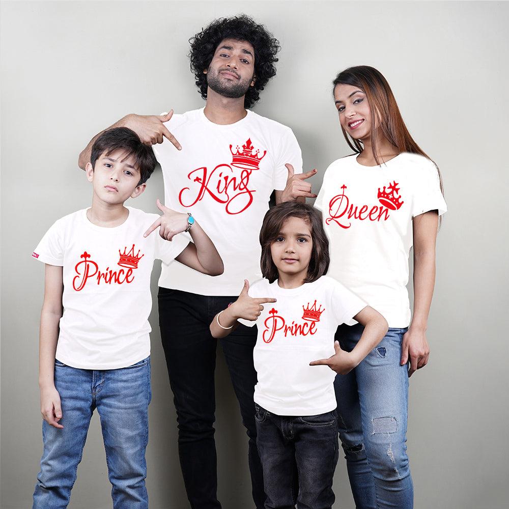 King Queen Prince Prince Family of 4 T-Shirts White - big-little-feelings